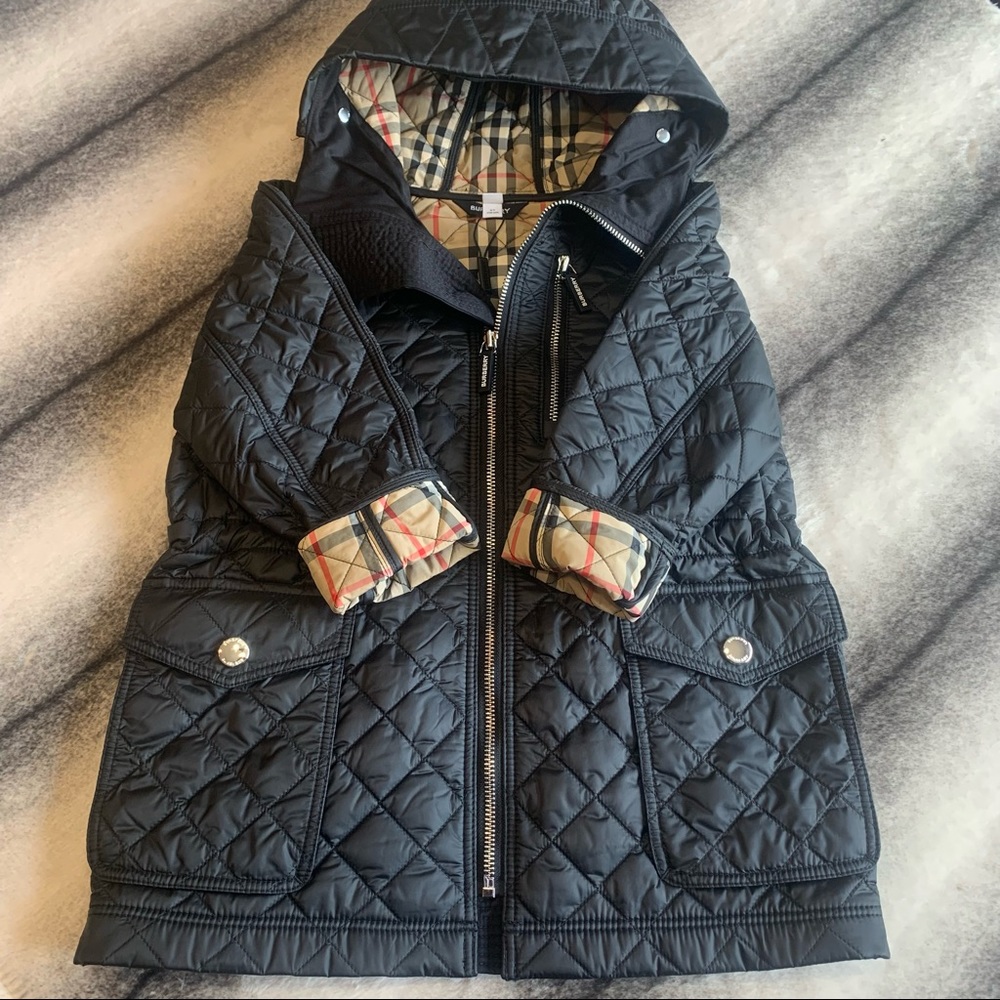 { Burberry } Trey Check Printed Quilted Coat - Picture 1 of 9